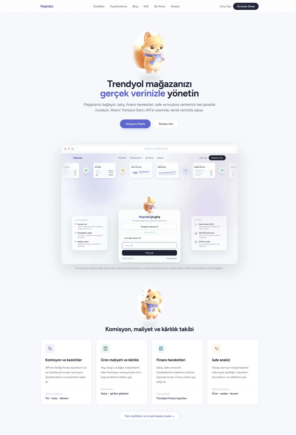Neprato web sitesi önizlemesi